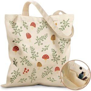 image:imageMiss Adola Aesthetic Tote Bag for Girls  with Magnetic Buckle and Zipper Inner Pocket for Women Lady Canvas Cotton Tote BagMushroom Leaf