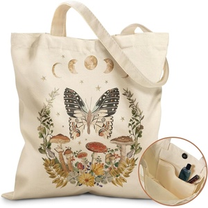 image:imageMiss Adola Aesthetic Tote Bag for Girls  with Magnetic Buckle and Zipper Inner Pocket for Women Lady Canvas Cotton Tote BagStar Moon