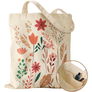 image:imageMiss Adola Canvas Tote Bag with Pocket  Aesthetic Cute Canvas Bag for Women Shoulder Totes for Shopping Work GymBotanical Floral