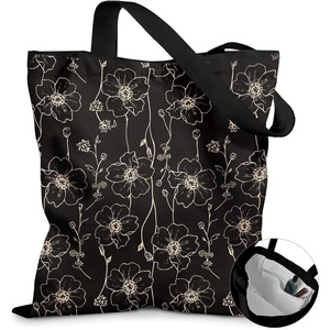 image:imageMiss Adola Canvas Tote Bag with Pockets  Aesthetic Reusable Totes for Women Ladies Cute Printed Cloths Canvas Shoulder BagGold Flowers