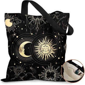 image:imageMiss Adola Cute Canvas Tote Bag for Women  with Magnetic Buckle and Zipper Inner Pocket for Girls Aesthetic Cotton Tote BagsStar Moon