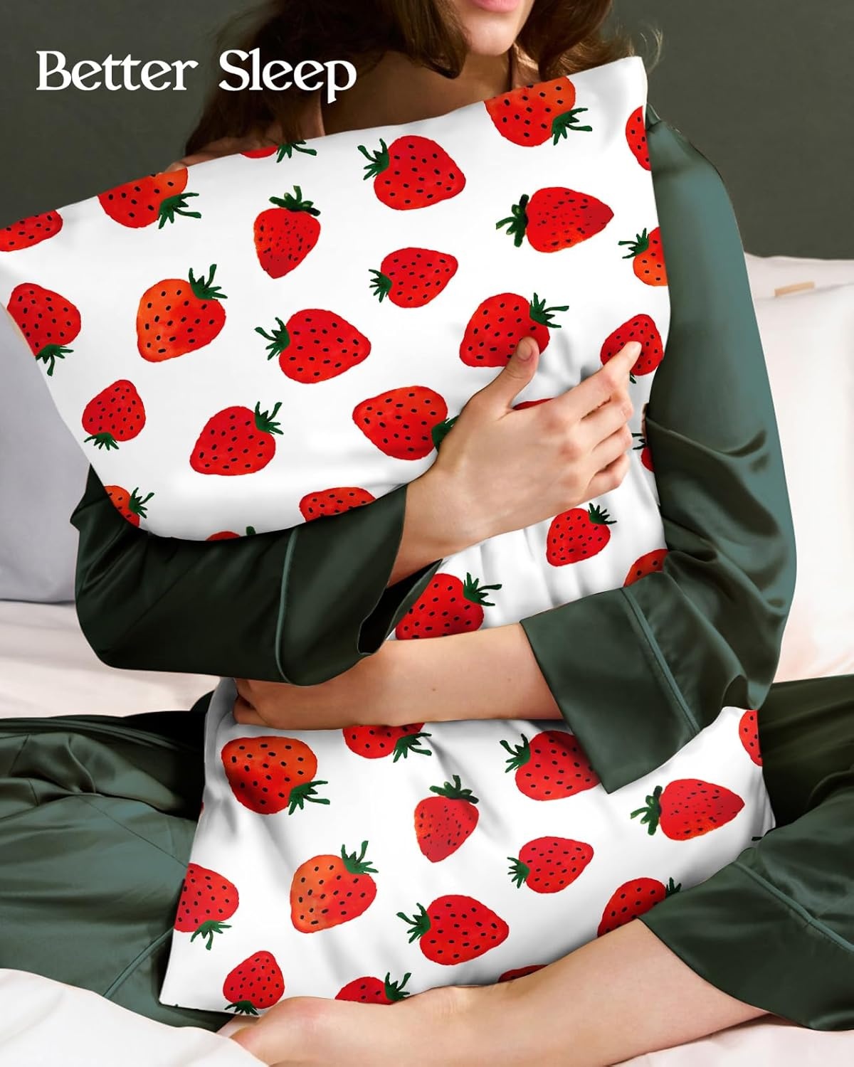 image:imageMiss Adola 2 Pack Mulberry Silk Pillowcase for Hair and Skin Standard Size 20 x 26 Inches with Hidden Zipper Watercolor Strawberry 19 Momme Soft Sleeping Silk Pillow Case for Women MomsWatercolor Strawberry