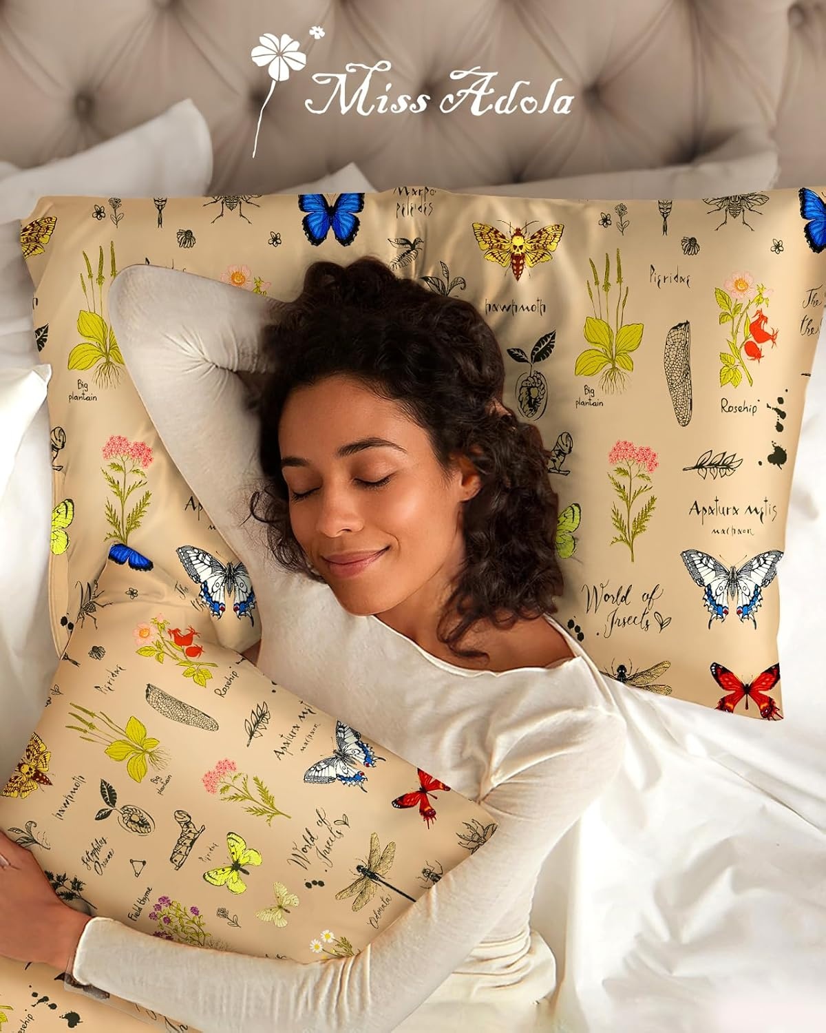 image:imageMiss Adola 2 Pack Mulberry Silk Pillowcase for Hair and Skin Standard Size 20 x 26 Inches with Hidden Zipper Watercolor Strawberry 19 Momme Soft Sleeping Silk Pillow Case for Women MomsPlants Butterfly