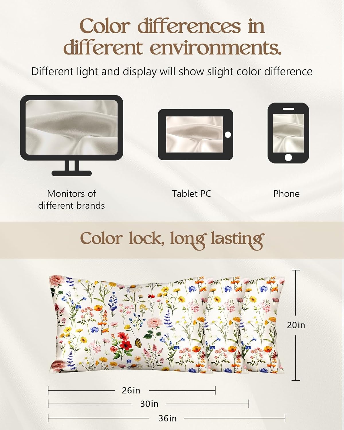 image:imageMiss Adola 2 Pack Mulberry Silk Pillowcase for Hair and Skin Standard Size 20 x 26 Inches with Hidden Zipper Watercolor Strawberry 19 Momme Soft Sleeping Silk Pillow Case for Women MomsBeige Flower