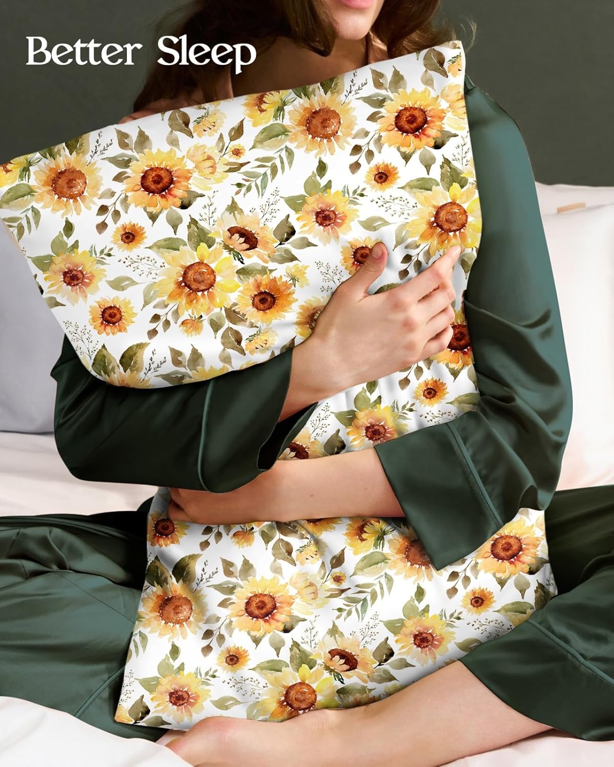image:imageMiss Adola 2 Pack Mulberry Silk Pillowcase for Hair and Skin Standard Size 20 x 26 Inches with Hidden Zipper Watercolor Strawberry 19 Momme Soft Sleeping Silk Pillow Case for Women MomsSunflower