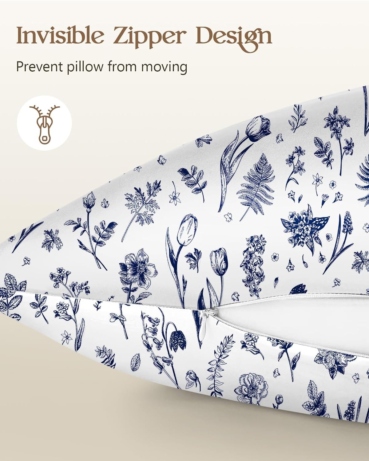 image:imageMiss Adola 2 Pack Mulberry Silk Pillowcase for Hair and Skin Standard Size 20 x 26 Inches with Hidden Zipper Watercolor Strawberry 19 Momme Soft Sleeping Silk Pillow Case for Women MomsBlue Line Flower