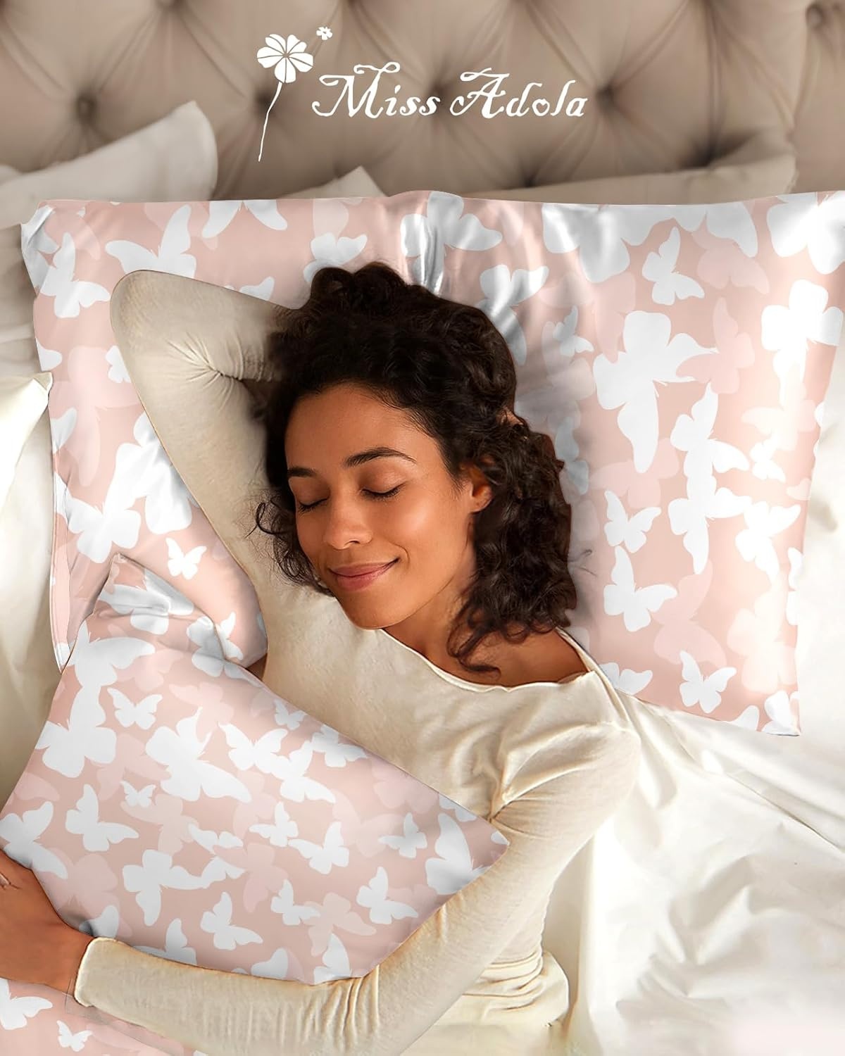 image:imageMiss Adola 2 Pack Mulberry Silk Pillowcase for Hair and Skin Standard Size 20 x 26 Inches with Hidden Zipper Watercolor Strawberry 19 Momme Soft Sleeping Silk Pillow Case for Women MomsPk Butterfly