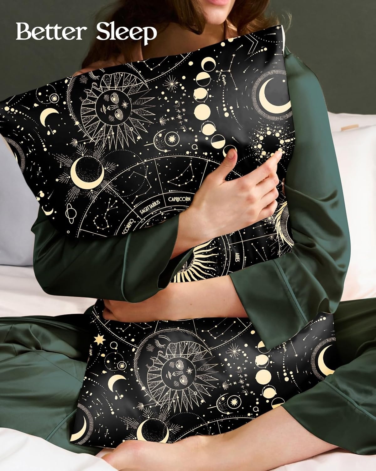 image:imageMiss Adola 2 Pack Mulberry Silk Pillowcase for Hair and Skin Standard Size 20 x 26 Inches with Hidden Zipper Watercolor Strawberry 19 Momme Soft Sleeping Silk Pillow Case for Women MomsSun Moon