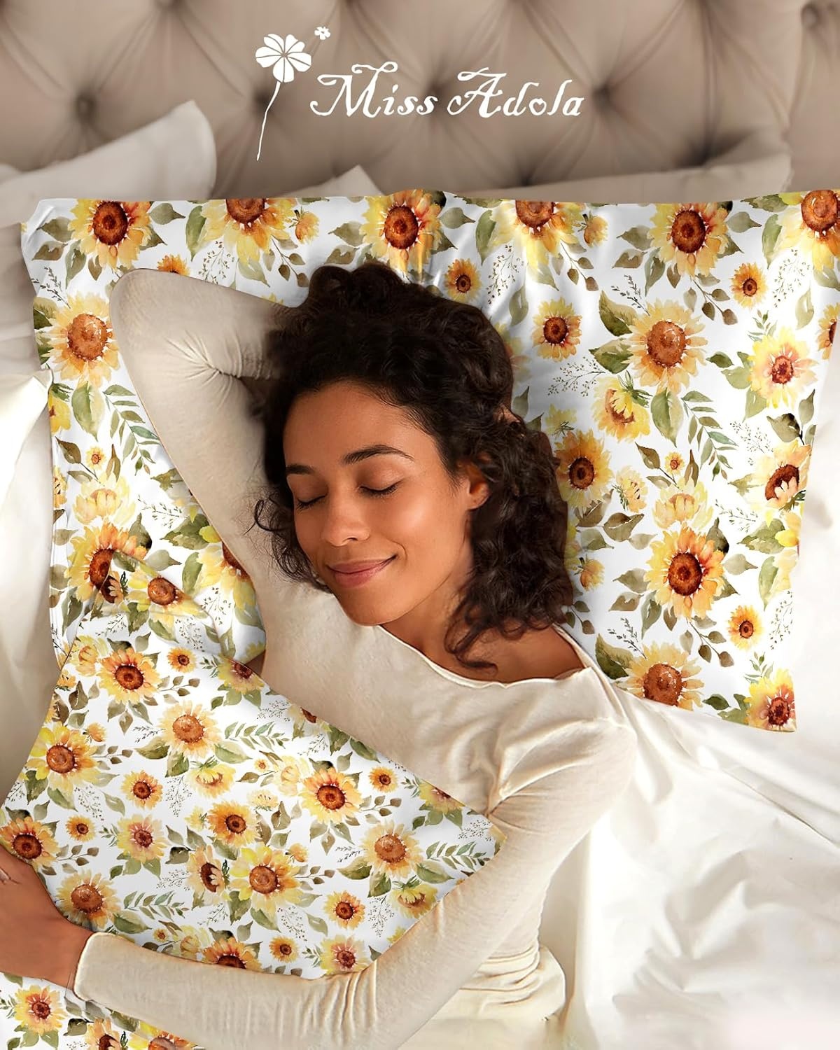 image:imageMiss Adola 2 Pack Mulberry Silk Pillowcase for Hair and Skin Standard Size 20 x 26 Inches with Hidden Zipper Watercolor Strawberry 19 Momme Soft Sleeping Silk Pillow Case for Women MomsSunflower