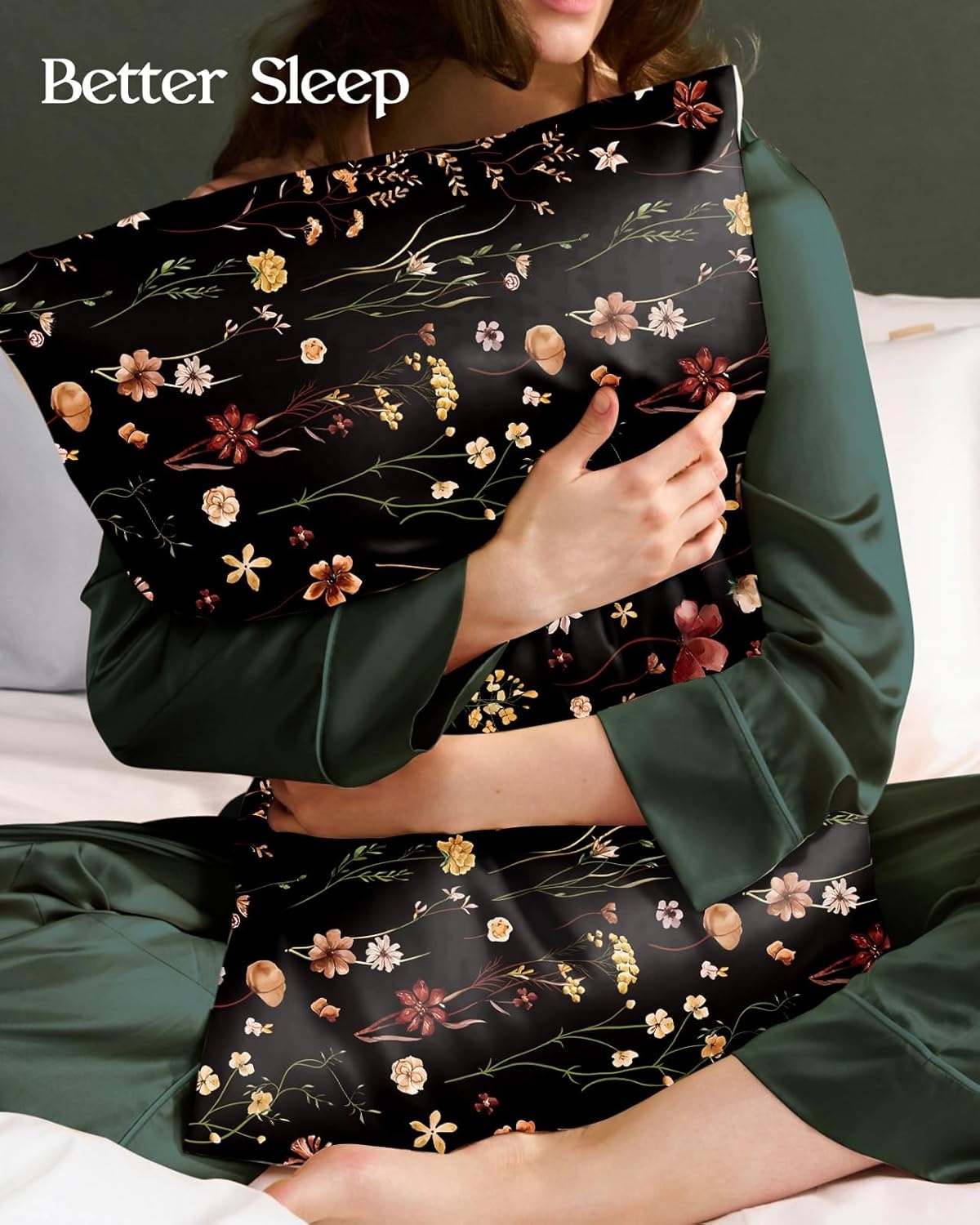 image:imageMiss Adola 2 Pack Mulberry Silk Pillowcase for Hair and Skin Standard Size 20 x 26 Inches with Hidden Zipper Watercolor Strawberry 19 Momme Soft Sleeping Silk Pillow Case for Women MomsBk Grow Flower