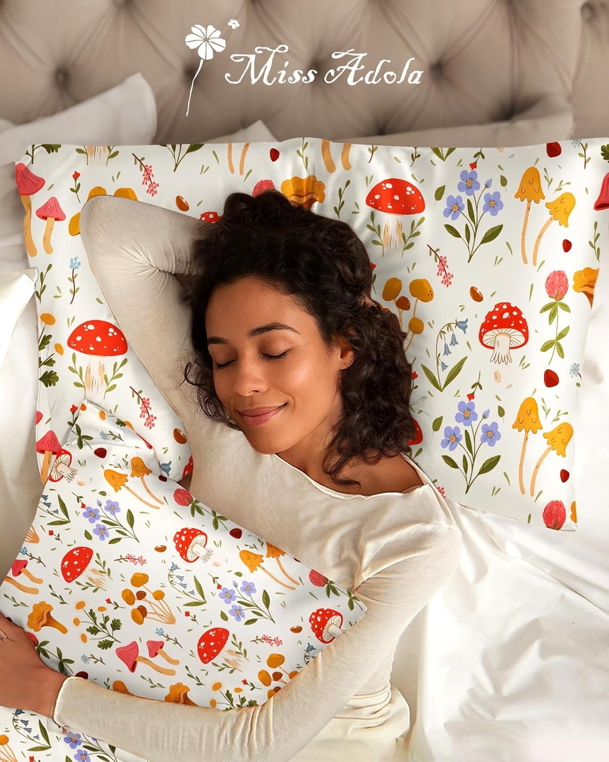 image:imageMiss Adola 2 Pack Mulberry Silk Pillowcase for Hair and Skin Standard Size 20 x 26 Inches with Hidden Zipper Watercolor Strawberry 19 Momme Soft Sleeping Silk Pillow Case for Women MomsFlowering Plants