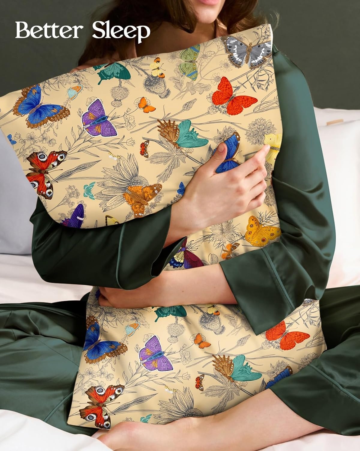image:imageMiss Adola 2 Pack Mulberry Silk Pillowcase for Hair and Skin Standard Size 20 x 26 Inches with Hidden Zipper Watercolor Strawberry 19 Momme Soft Sleeping Silk Pillow Case for Women MomsLine Butterfly