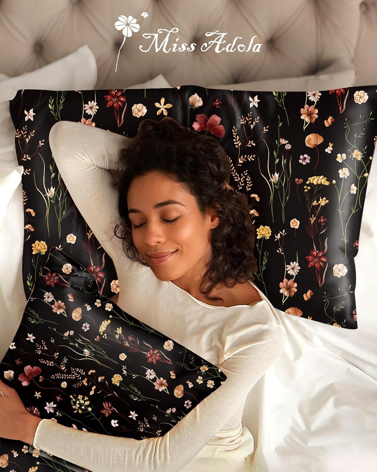 image:imageMiss Adola 2 Pack Mulberry Silk Pillowcase for Hair and Skin Standard Size 20 x 26 Inches with Hidden Zipper Watercolor Strawberry 19 Momme Soft Sleeping Silk Pillow Case for Women MomsBk Grow Flower