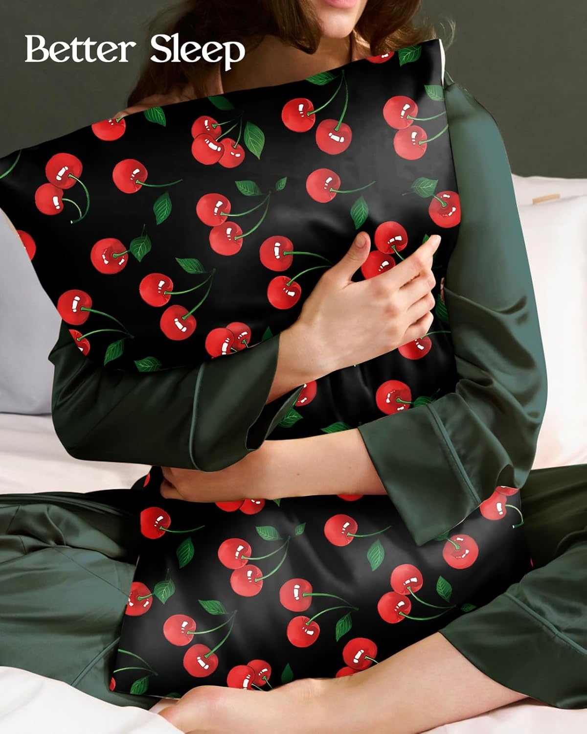 image:imageMiss Adola 2 Pack Mulberry Silk Pillowcase for Hair and Skin Standard Size 20 x 26 Inches with Hidden Zipper Watercolor Strawberry 19 Momme Soft Sleeping Silk Pillow Case for Women MomsShiny Cherry