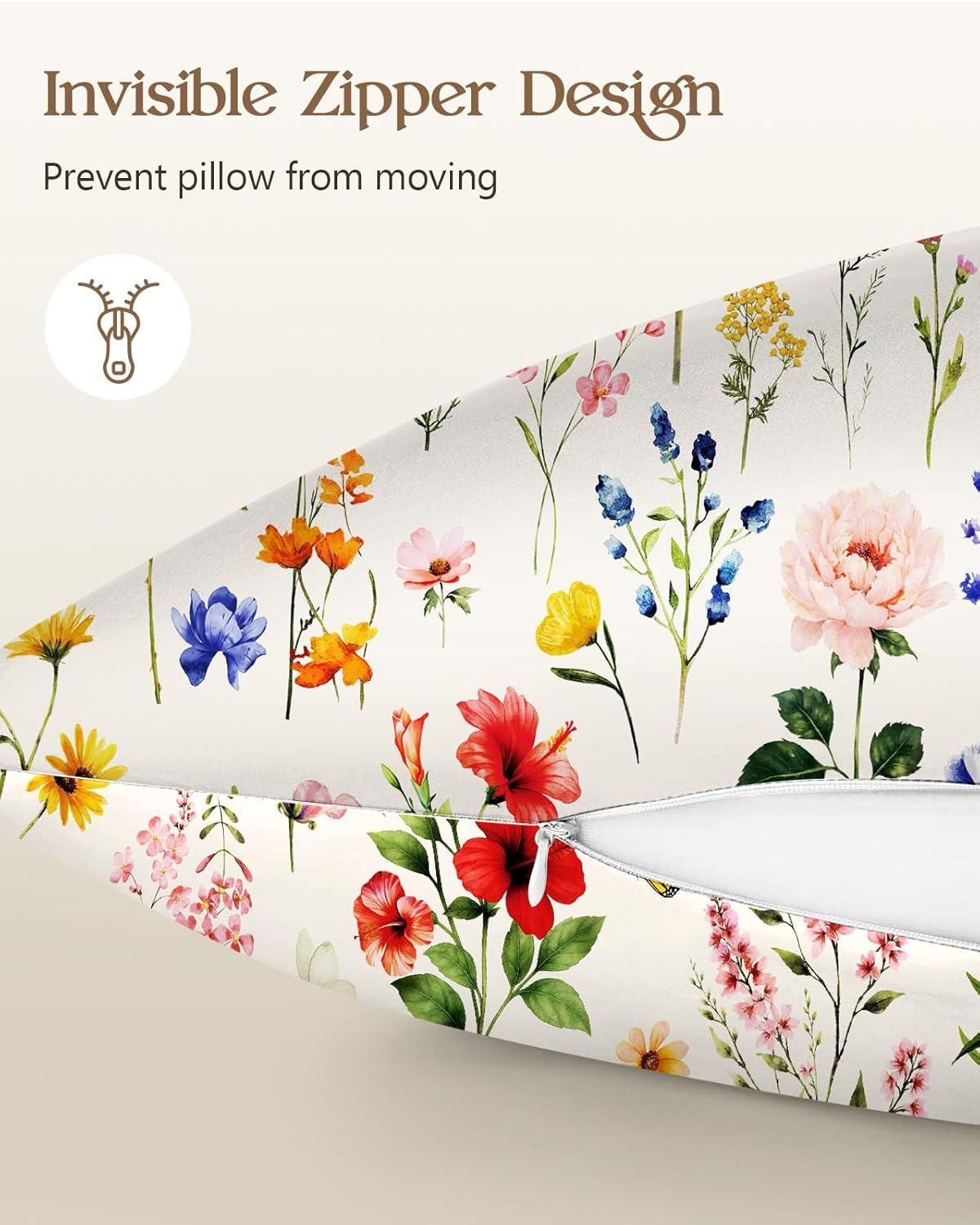 image:imageMiss Adola 2 Pack Mulberry Silk Pillowcase for Hair and Skin Standard Size 20 x 26 Inches with Hidden Zipper Watercolor Strawberry 19 Momme Soft Sleeping Silk Pillow Case for Women MomsBeige Flower