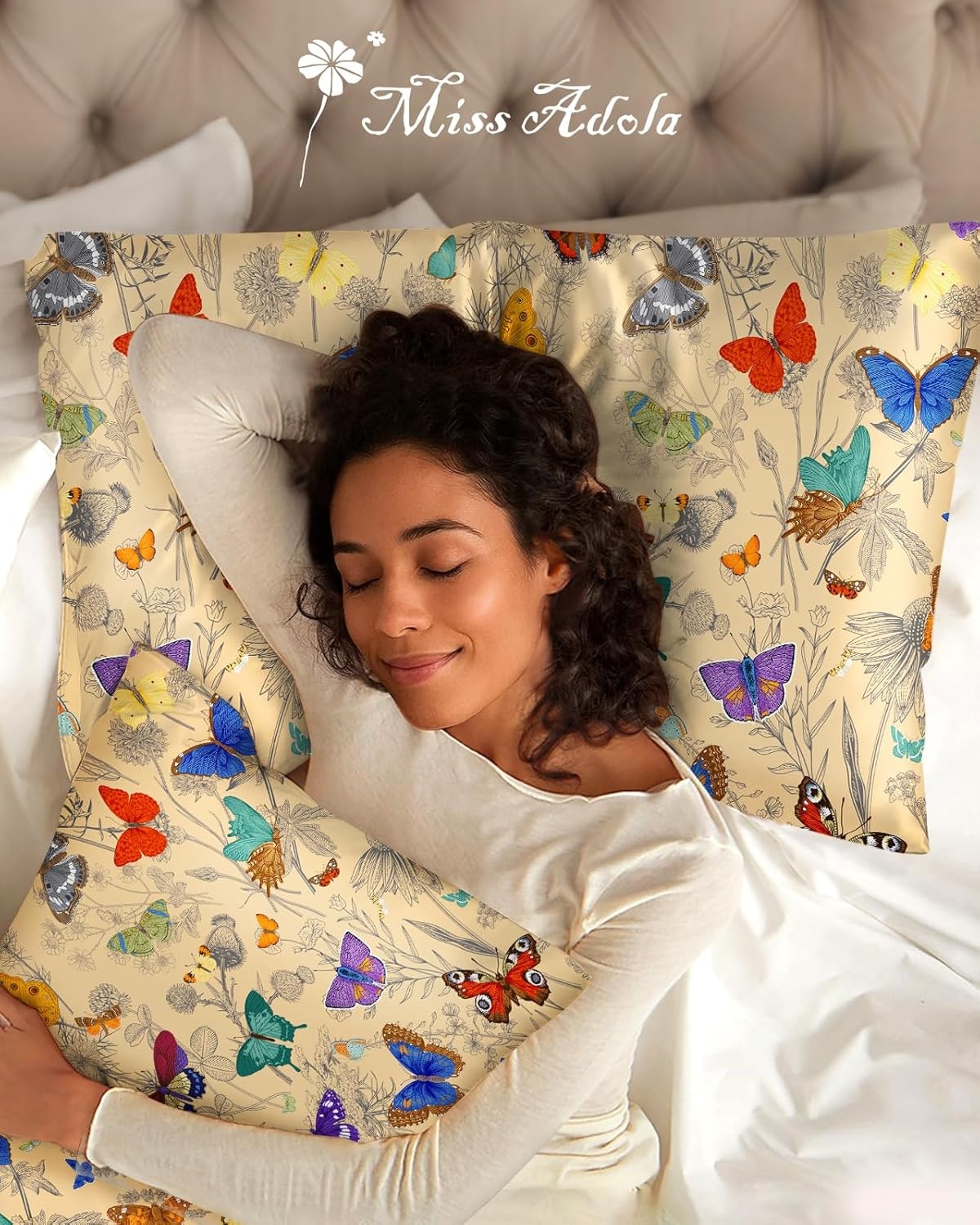 image:imageMiss Adola 2 Pack Mulberry Silk Pillowcase for Hair and Skin Standard Size 20 x 26 Inches with Hidden Zipper Watercolor Strawberry 19 Momme Soft Sleeping Silk Pillow Case for Women MomsLine Butterfly