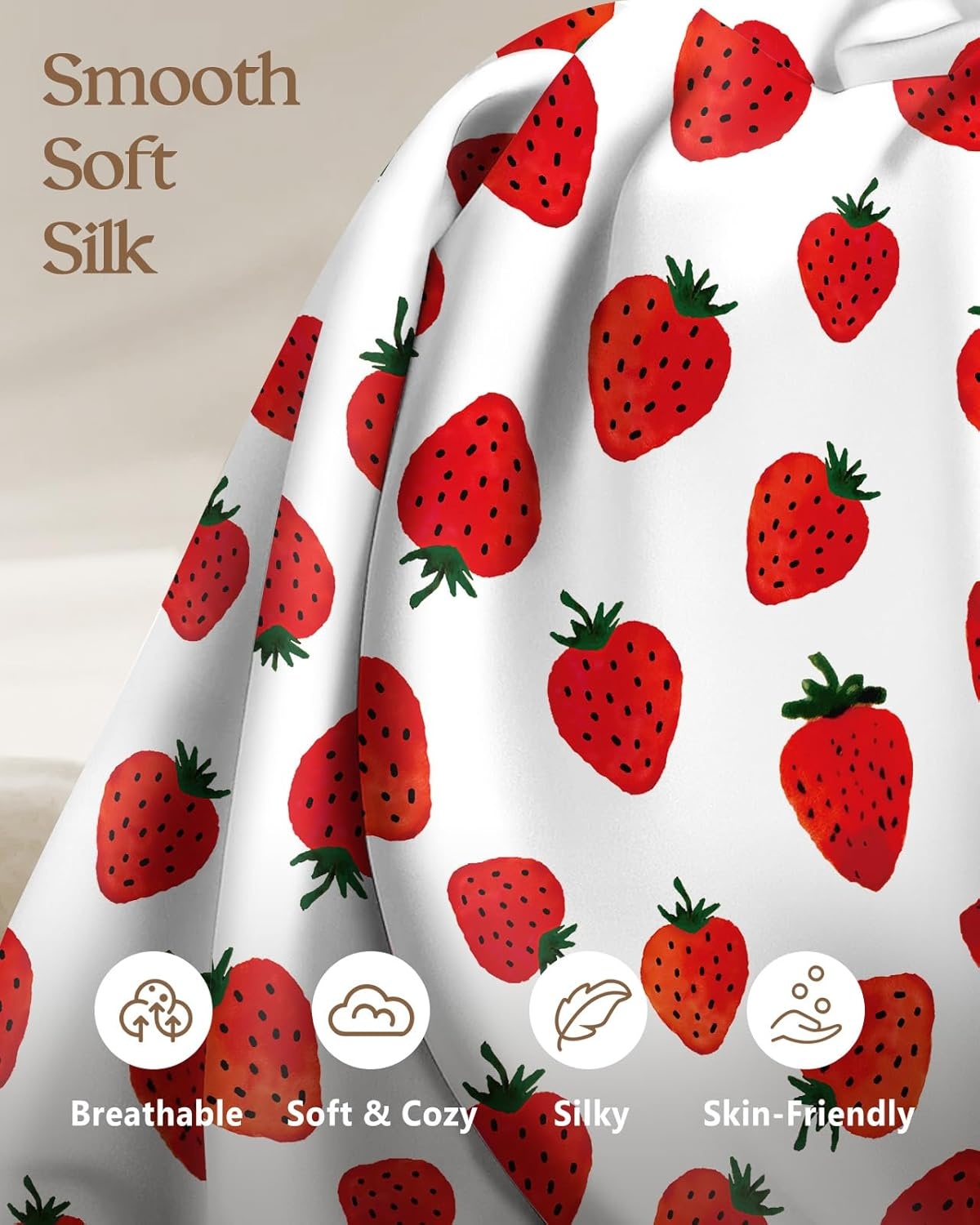 image:imageMiss Adola 2 Pack Mulberry Silk Pillowcase for Hair and Skin Standard Size 20 x 26 Inches with Hidden Zipper Watercolor Strawberry 19 Momme Soft Sleeping Silk Pillow Case for Women MomsWatercolor Strawberry