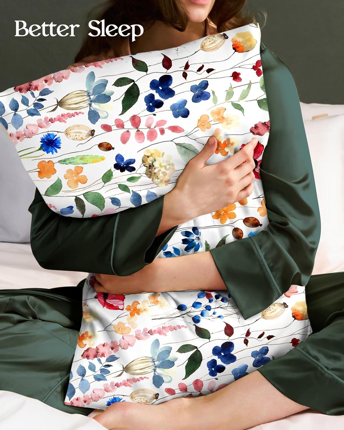 image:imageMiss Adola 2 Pack Mulberry Silk Pillowcase for Hair and Skin Standard Size 20 x 26 Inches with Hidden Zipper Watercolor Strawberry 19 Momme Soft Sleeping Silk Pillow Case for Women MomsWatercolor Flower