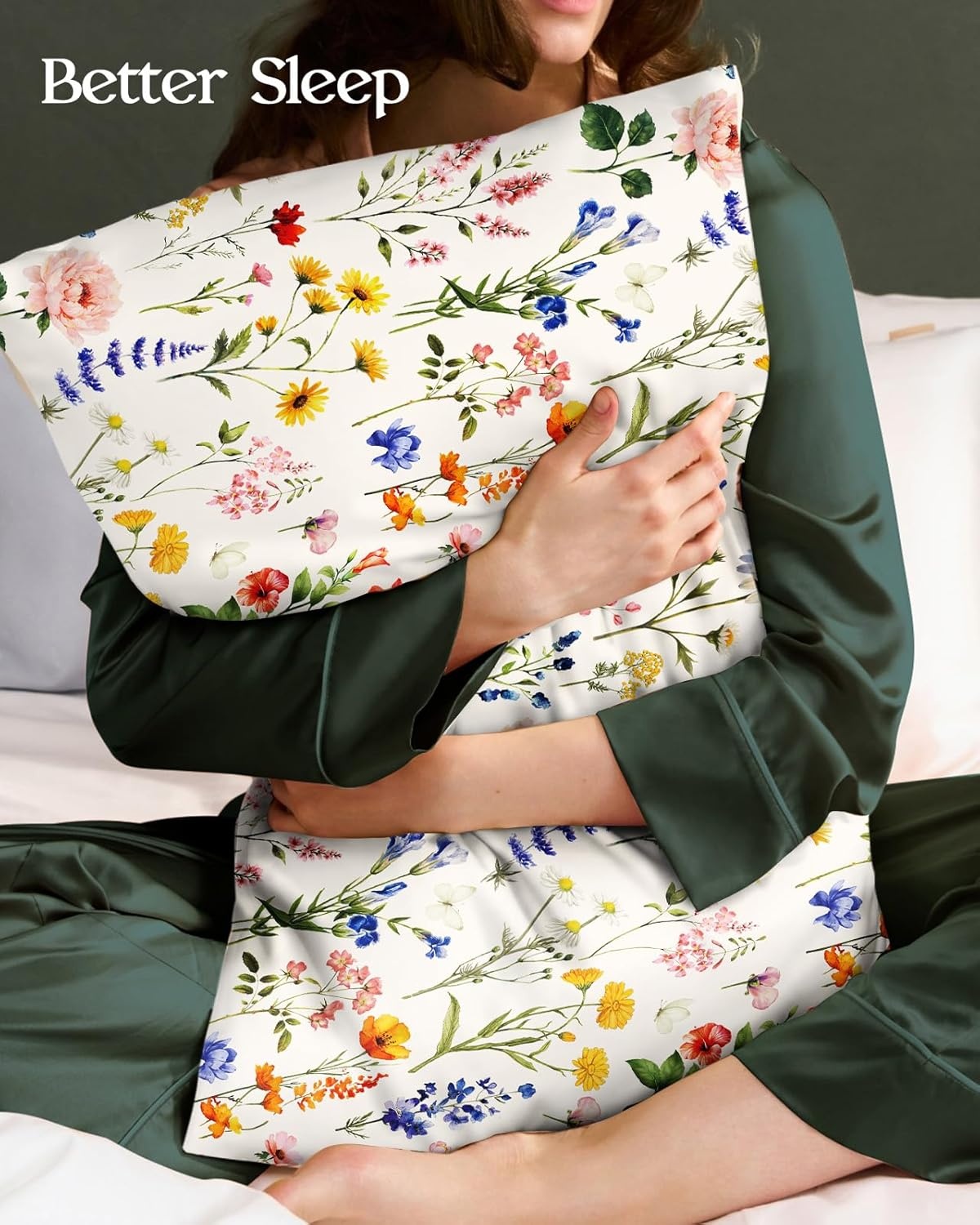 image:imageMiss Adola 2 Pack Mulberry Silk Pillowcase for Hair and Skin Standard Size 20 x 26 Inches with Hidden Zipper Watercolor Strawberry 19 Momme Soft Sleeping Silk Pillow Case for Women MomsBeige Flower