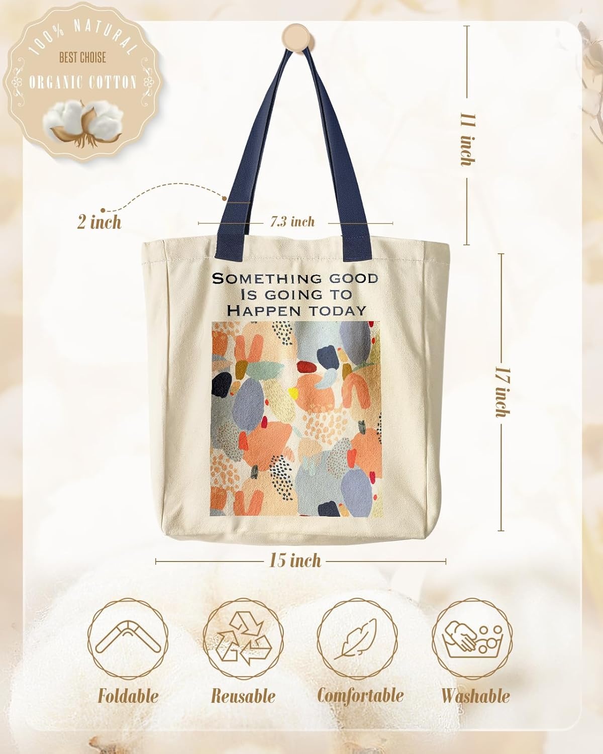 image:imageMiss Adola Aesthetic Heavy Canvas Tote Bag with Pocket for Women Cloth Gusseted Totes Bag with Pattern for ShoppingBible Art