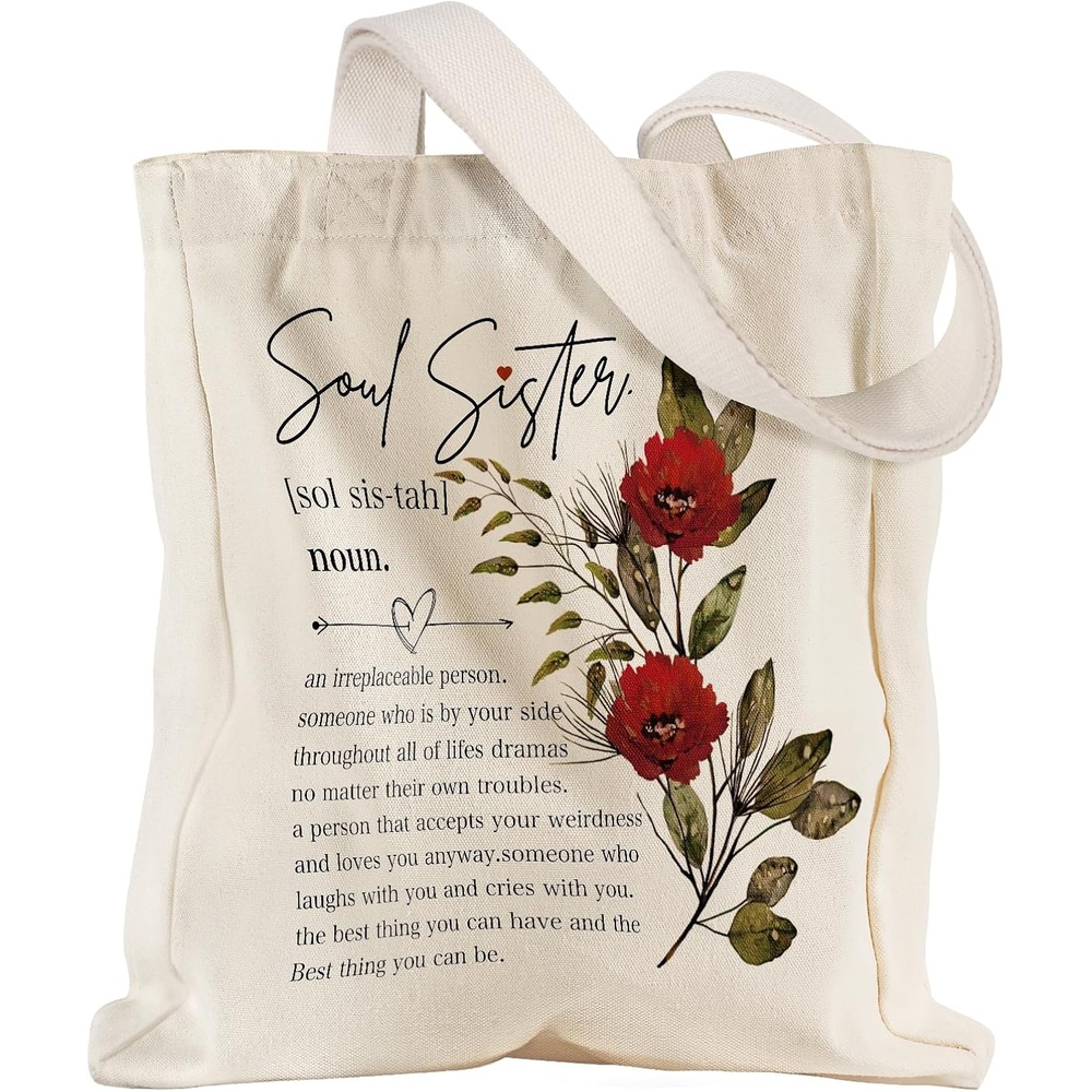 image:imageMiss Adola Aesthetic Heavy Canvas Tote Bag with Pocket for Women Cloth Gusseted Totes Bag with Pattern for ShoppingSister Flower