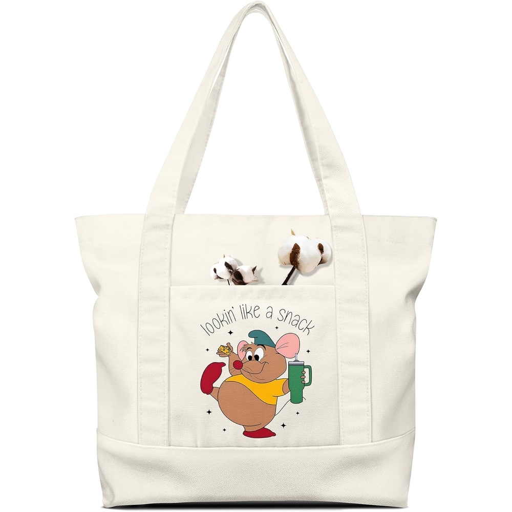 image:imageMiss Adola Large Canvas Tote Bag Zipper Closure Outside Pocket Size 17514 Aesthetic Boat Bag for Women CottonCheese
