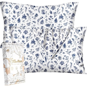 image:imageMiss Adola 2 Pack Mulberry Silk Pillowcase for Hair and Skin  Standard Size 20 x 26 Inches with Hidden Zipper Watercolor Strawberry 19 Momme Soft Sleeping Silk Pillow Case for Women MomsBlue Line Flower