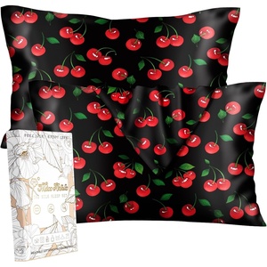 image:imageMiss Adola 2 Pack Mulberry Silk Pillowcase for Hair and Skin  Standard Size 20 x 26 Inches with Hidden Zipper Watercolor Strawberry 19 Momme Soft Sleeping Silk Pillow Case for Women MomsShiny Cherry