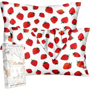 image:imageMiss Adola 2 Pack Mulberry Silk Pillowcase for Hair and Skin  Standard Size 20 x 26 Inches with Hidden Zipper Watercolor Strawberry 19 Momme Soft Sleeping Silk Pillow Case for Women MomsWatercolor Strawberry