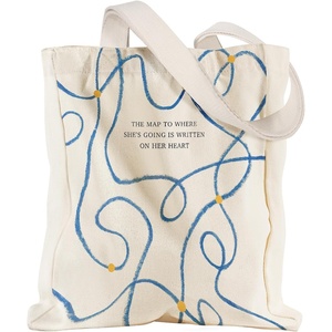 image:imageMiss Adola Aesthetic Heavy Canvas Tote Bag with Pocket for Women Cloth Gusseted Totes Bag with Pattern for ShoppingLine Map
