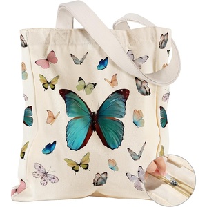image:imageMiss Adola Large Canvas Tote Bag for Women  with Zipper and Inner Pocket Aesthetic Cute Shoulder Bag for Shopping DailyButterfly Glitter
