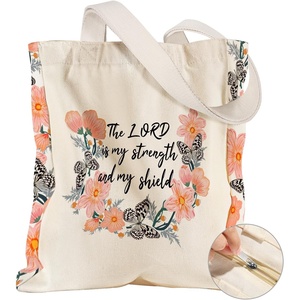 image:imageMiss Adola Large Canvas Tote Bag for Women  with Zipper and Inner Pocket Aesthetic Cute Shoulder Bag for Shopping DailyFlower Biblical Texts