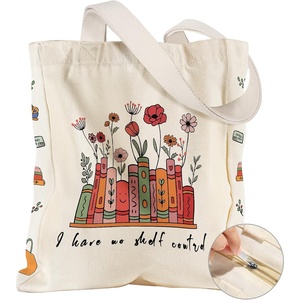 image:imageMiss Adola Large Canvas Tote Bag for Women  with Zipper and Inner Pocket Aesthetic Cute Shoulder Bag for Shopping DailyFlower Book Text