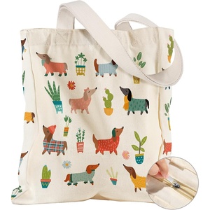 image:imageMiss Adola Large Canvas Tote Bag for Women  with Zipper and Inner Pocket Aesthetic Cute Shoulder Bag for Shopping DailyPuppy Plants