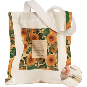 image:imageMiss Adola Large Canvas Tote Bag for Women  with Zipper and Inner Pocket Aesthetic Cute Shoulder Bag for Shopping DailySunflower Text