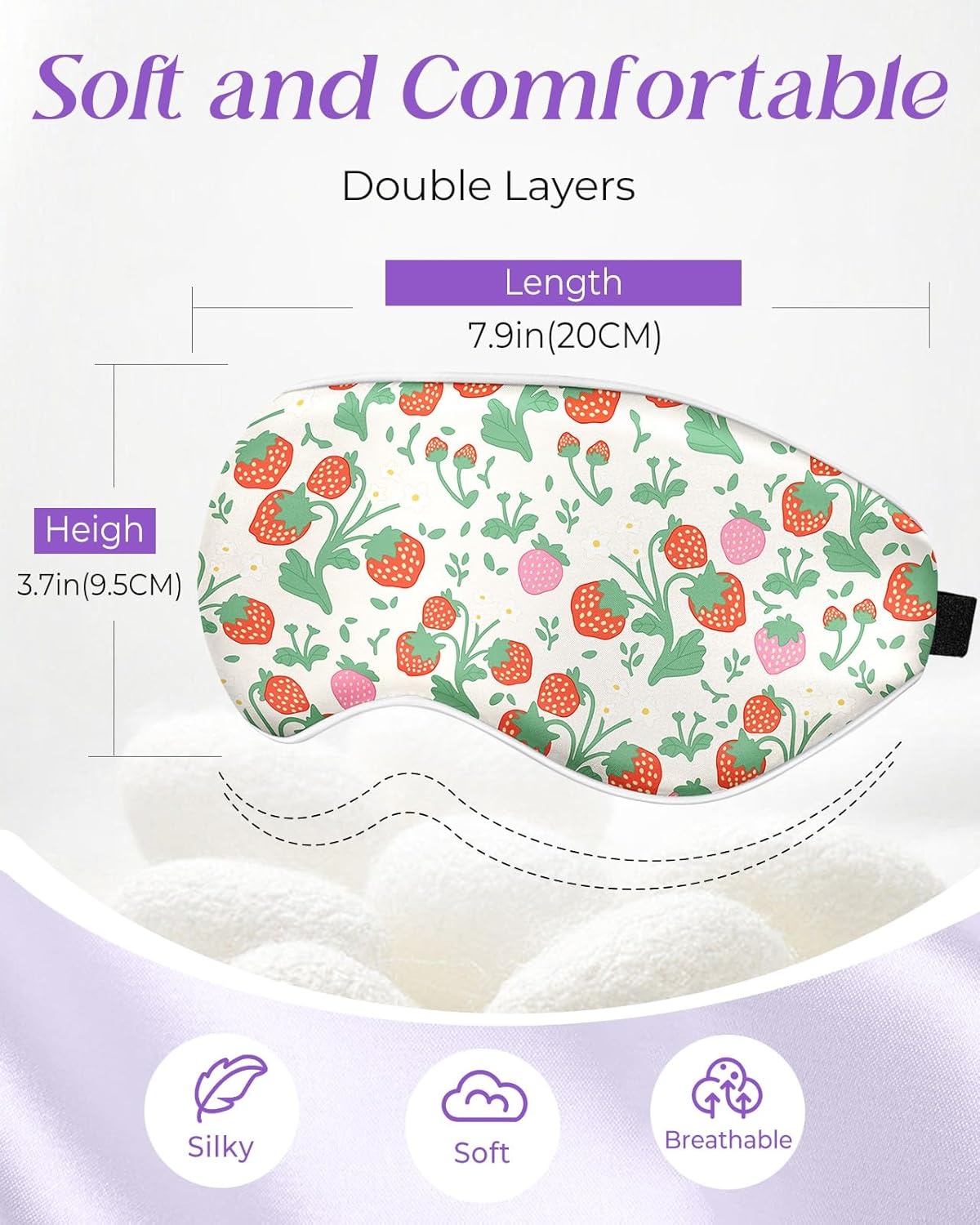 image:imageMiss Adola Kids Sleep Mask Silk Eye Mask for Kids Cute Cartoon Cool Kawaii Soft Smooth Lightweight Boys Girls Teens Sleeping Mask with Adjustable Straps UnicornStrawberry