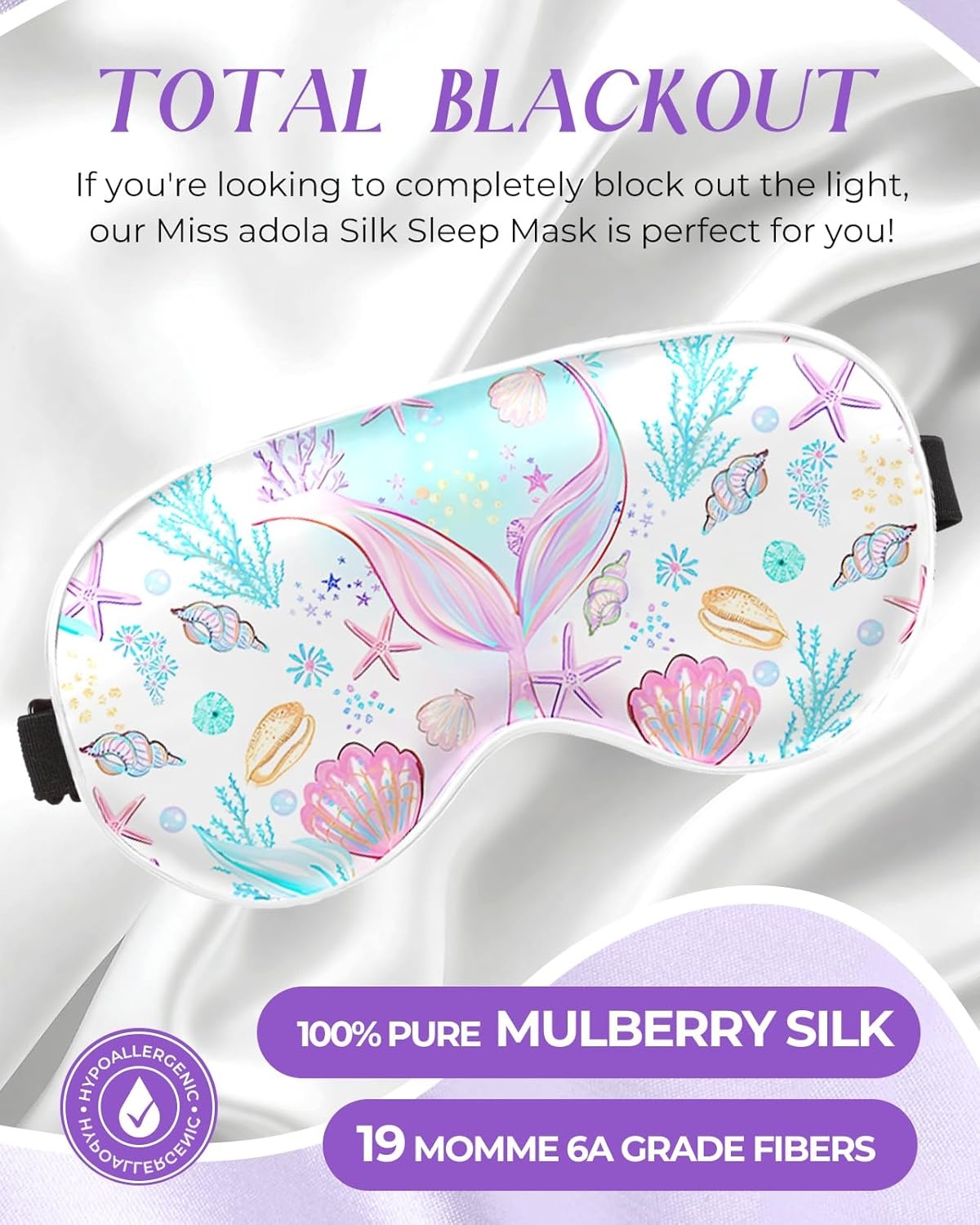 image:imageMiss Adola Kids Sleep Mask Silk Eye Mask for Kids Cute Cartoon Cool Kawaii Soft Smooth Lightweight Boys Girls Teens Sleeping Mask with Adjustable Straps UnicornStrawberry