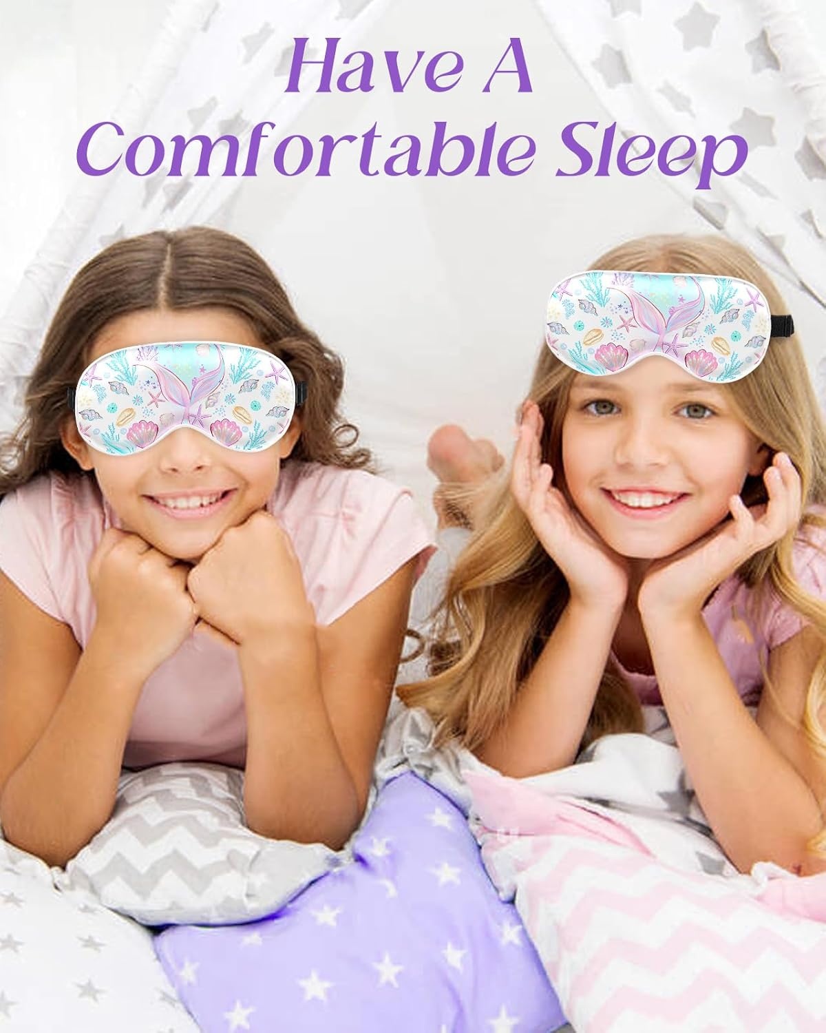 image:imageMiss Adola Kids Sleep Mask Silk Eye Mask for Kids Cute Cartoon Cool Kawaii Soft Smooth Lightweight Boys Girls Teens Sleeping Mask with Adjustable Straps UnicornPink Fishtail