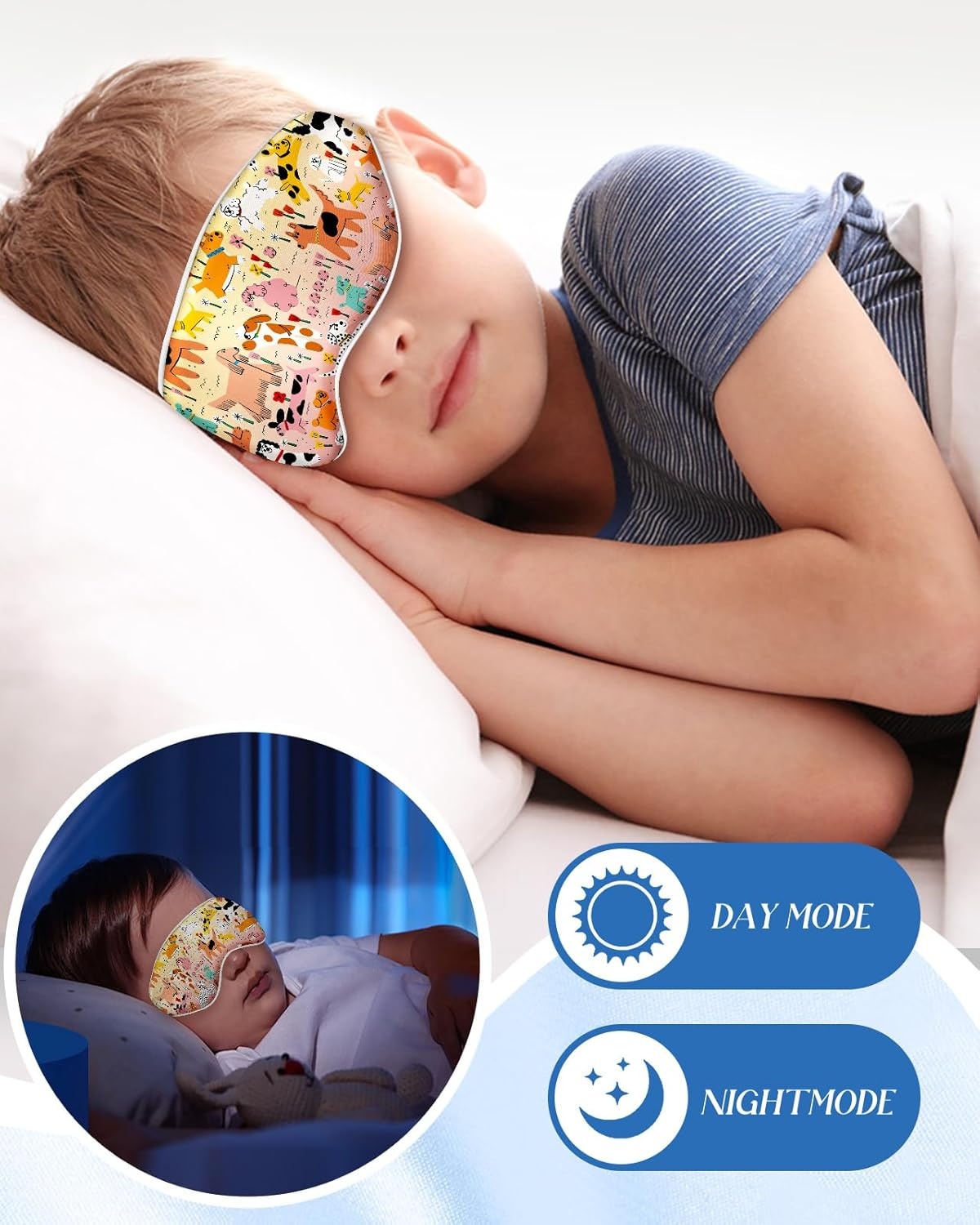image:imageMiss Adola Kids Sleep Mask Silk Eye Mask for Kids Cute Cartoon Cool Kawaii Soft Smooth Lightweight Boys Girls Teens Sleeping Mask with Adjustable Straps UnicornCrayon Dog