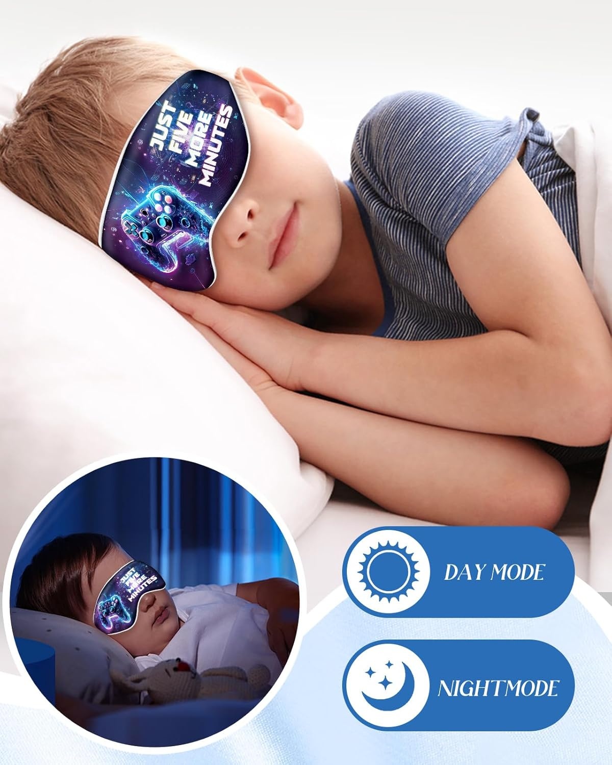 image:imageMiss Adola Kids Sleep Mask Silk Eye Mask for Kids Cute Cartoon Cool Kawaii Soft Smooth Lightweight Boys Girls Teens Sleeping Mask with Adjustable Straps UnicornGame Controller