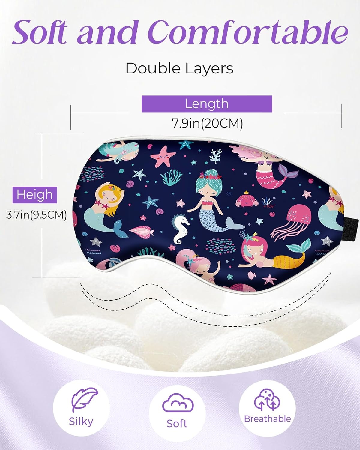 image:imageMiss Adola Sleep Mask for Kids Cute Kawaii Cartoon Silk Sleeping Mask with Adjustable Strap Soft Smooth Light Eye Mask for Sleeping Silk Kids Eye Cover for Boys Girls Teens Luminous Black CatsBlue Fish Ocean