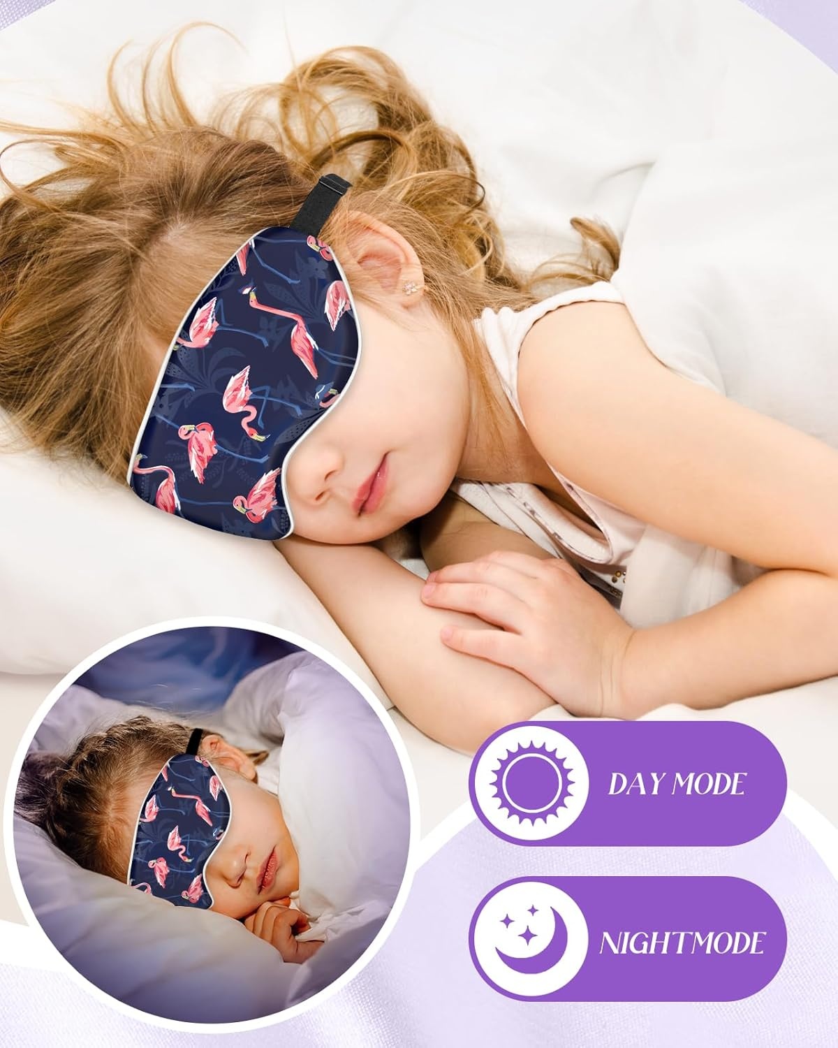 image:imageMiss Adola Sleep Mask for Kids Cute Kawaii Cartoon Silk Sleeping Mask with Adjustable Strap Soft Smooth Light Eye Mask for Sleeping Silk Kids Eye Cover for Boys Girls Teens Luminous Black CatsBlue Pk Flamingos