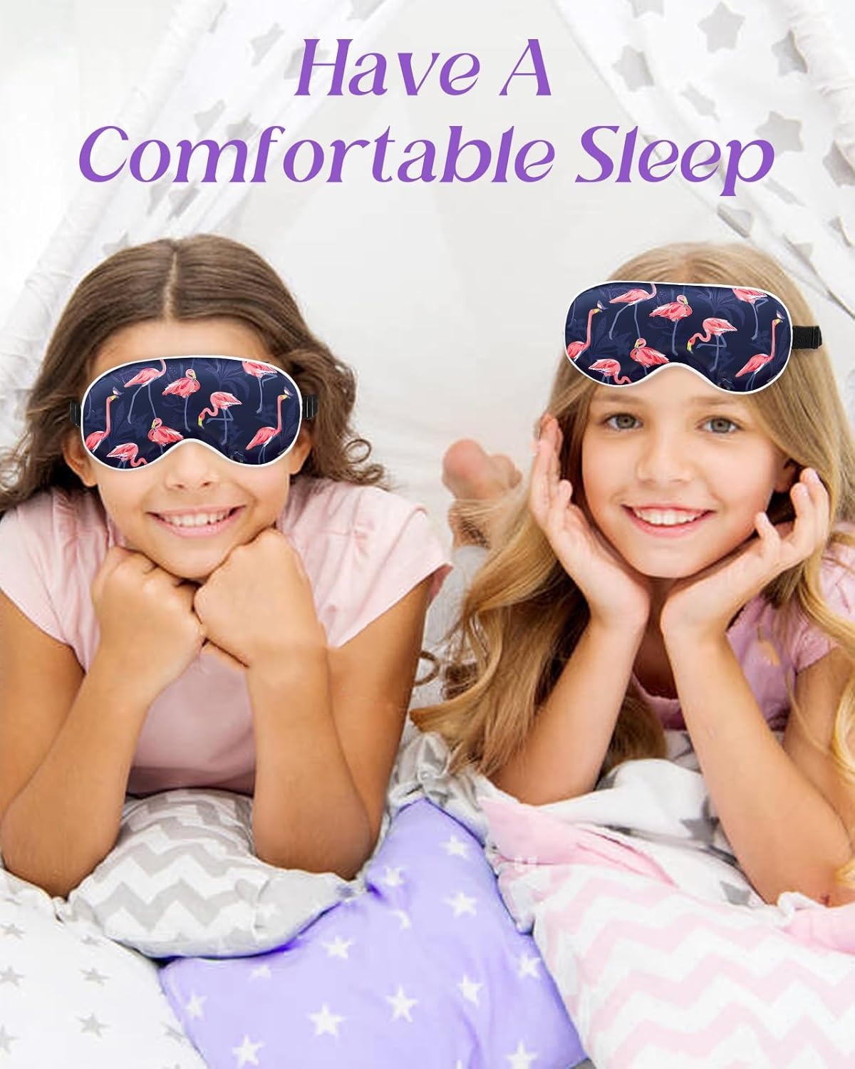 image:imageMiss Adola Sleep Mask for Kids Cute Kawaii Cartoon Silk Sleeping Mask with Adjustable Strap Soft Smooth Light Eye Mask for Sleeping Silk Kids Eye Cover for Boys Girls Teens Luminous Black CatsBlue Pk Flamingos