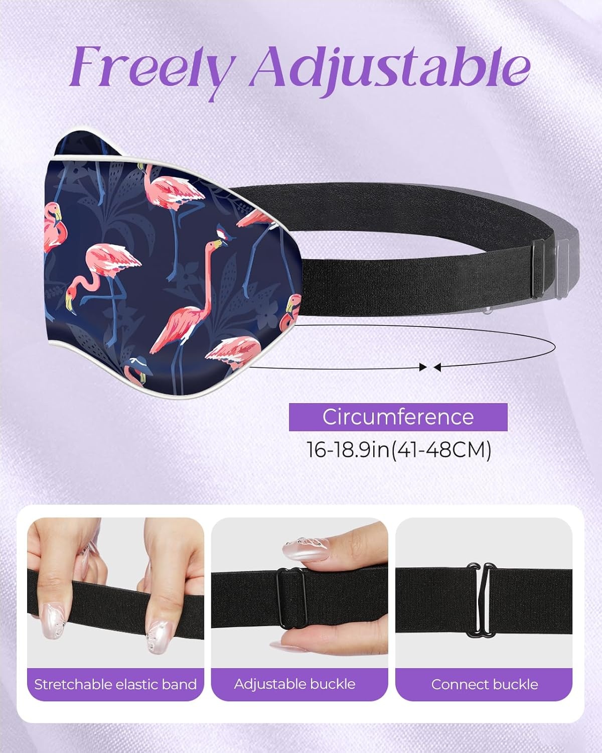 image:imageMiss Adola Sleep Mask for Kids Cute Kawaii Cartoon Silk Sleeping Mask with Adjustable Strap Soft Smooth Light Eye Mask for Sleeping Silk Kids Eye Cover for Boys Girls Teens Luminous Black CatsBlue Pk Flamingos
