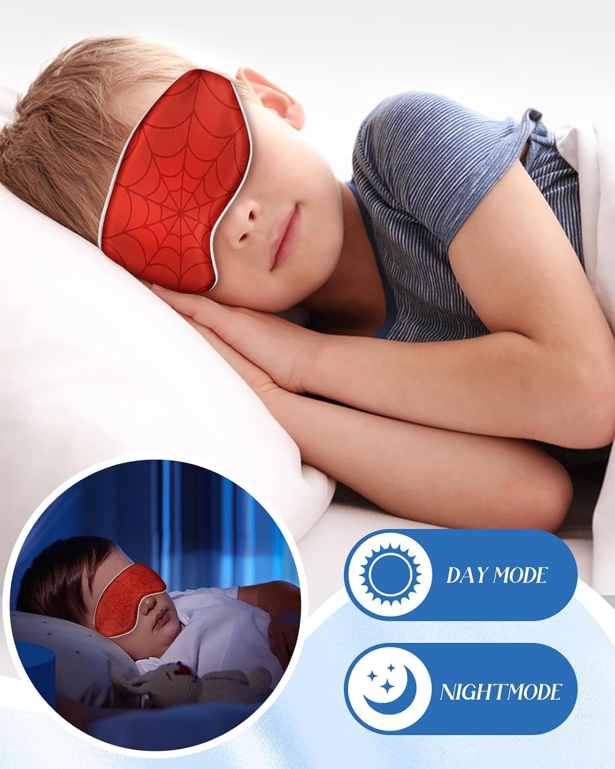 image:imageMiss Adola Sleep Mask for Kids Cute Kawaii Cartoon Silk Sleeping Mask with Adjustable Strap Soft Smooth Light Eye Mask for Sleeping Silk Kids Eye Cover for Boys Girls Teens Luminous Black CatsRed Blue Eye