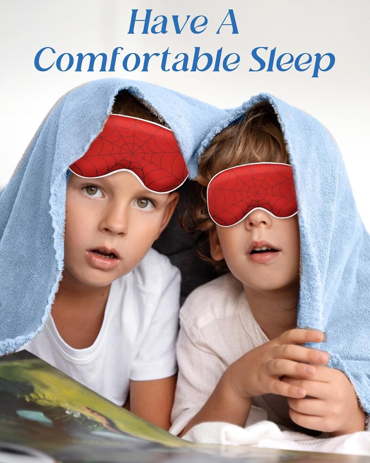 image:imageMiss Adola Sleep Mask for Kids Cute Kawaii Cartoon Silk Sleeping Mask with Adjustable Strap Soft Smooth Light Eye Mask for Sleeping Silk Kids Eye Cover for Boys Girls Teens Luminous Black CatsRed Blue Eye