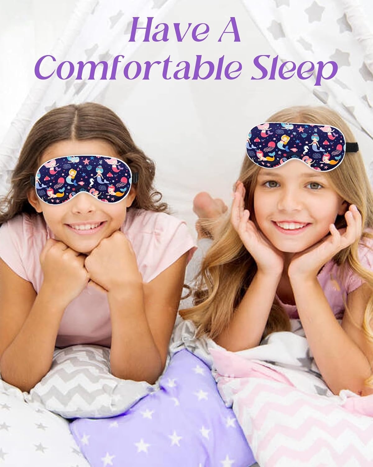 image:imageMiss Adola Sleep Mask for Kids Cute Kawaii Cartoon Silk Sleeping Mask with Adjustable Strap Soft Smooth Light Eye Mask for Sleeping Silk Kids Eye Cover for Boys Girls Teens Luminous Black CatsBlue Fish Ocean