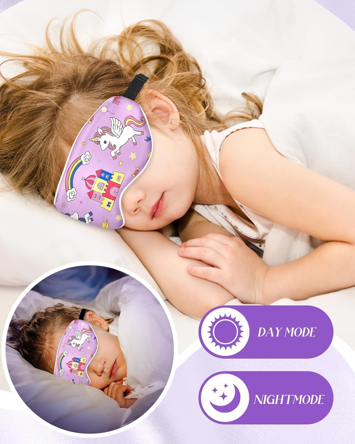 image:imageMiss Adola Sleep Mask for Kids Silk Eye Mask for Sleeping Cute Cartoon Kids Sleep Mask for Boys Girls Teens Soft Smooth Adjustable Straps Silk Kids Eye Cover Black DinosaurCp Unicorn