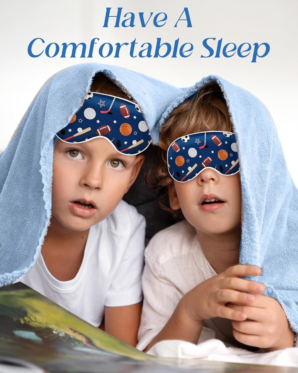 image:imageMiss Adola Sleep Mask for Kids Silk Eye Mask for Sleeping Cute Cartoon Kids Sleep Mask for Boys Girls Teens Soft Smooth Adjustable Straps Silk Kids Eye Cover Black DinosaurBlue Ballgame
