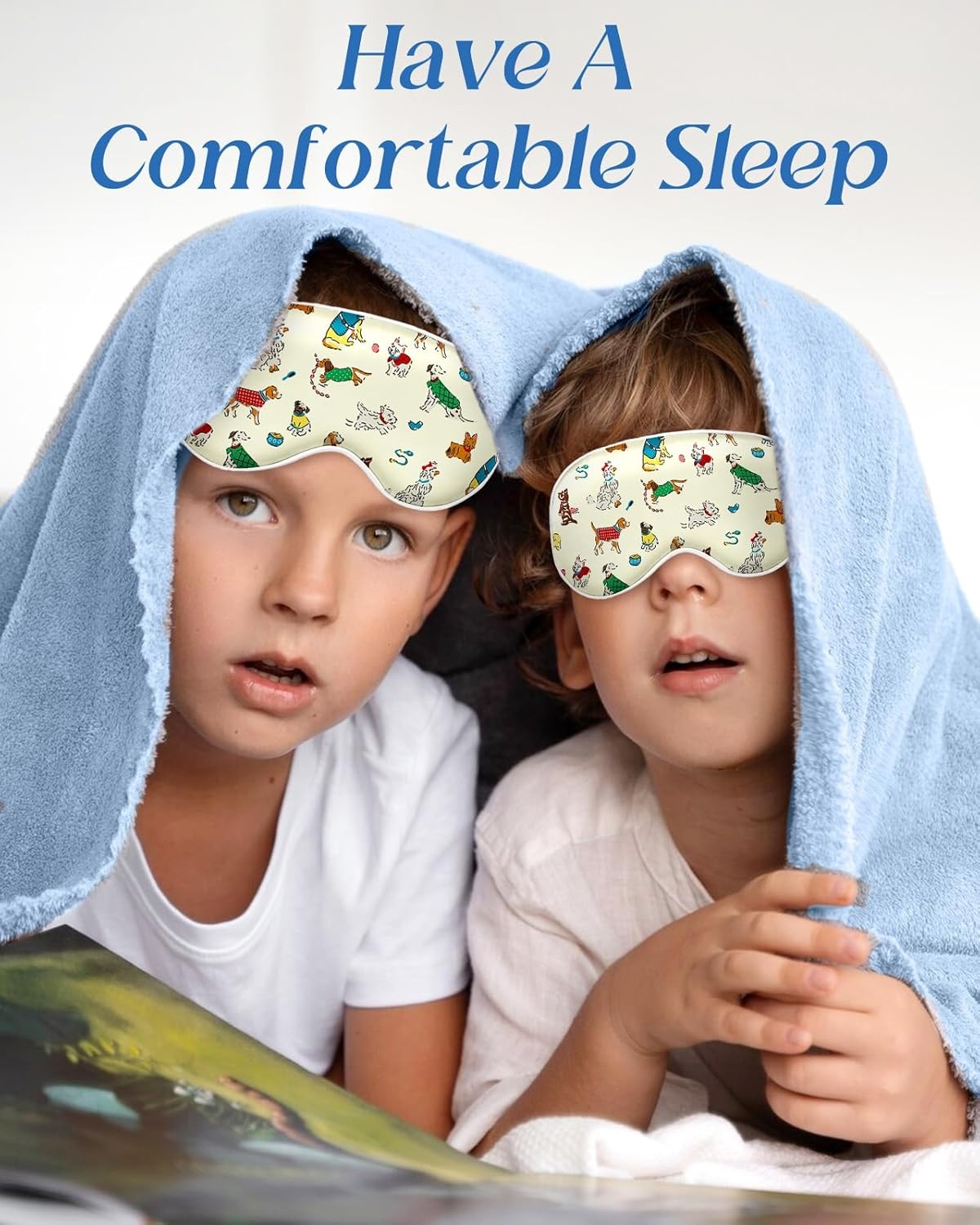 image:imageMiss Adola Sleep Mask for Kids Silk Eye Mask for Sleeping Cute Cartoon Kids Sleep Mask for Boys Girls Teens Soft Smooth Adjustable Straps Silk Kids Eye Cover Black DinosaurCartoon Puppy